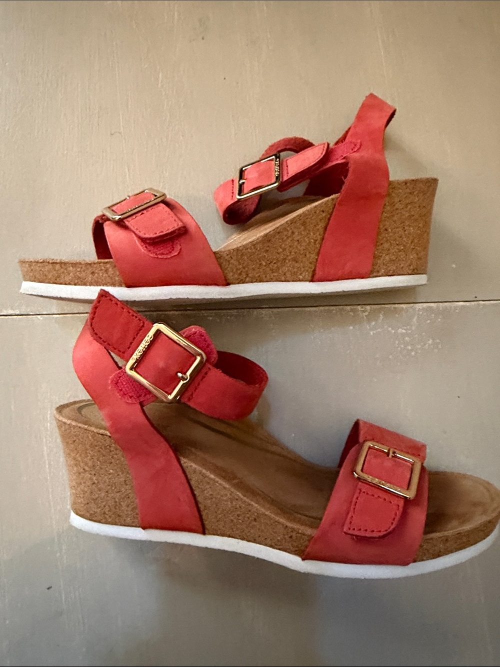 Aetrex coral Suede Double-Strap Buckle Sandals - Picture 5 of 6